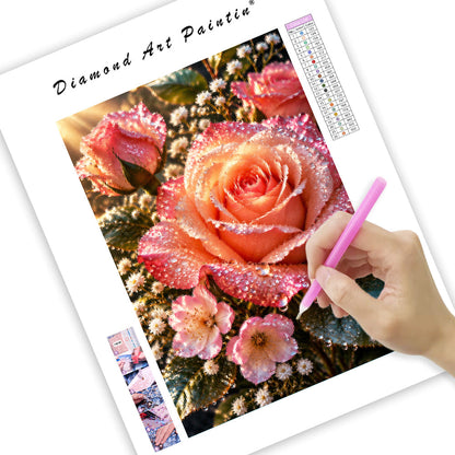 Dew-Kissed Rose - Diamond Painting