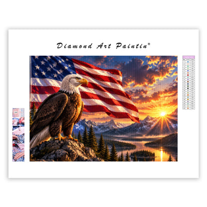 Eagle & National Flag - Diamond Painting