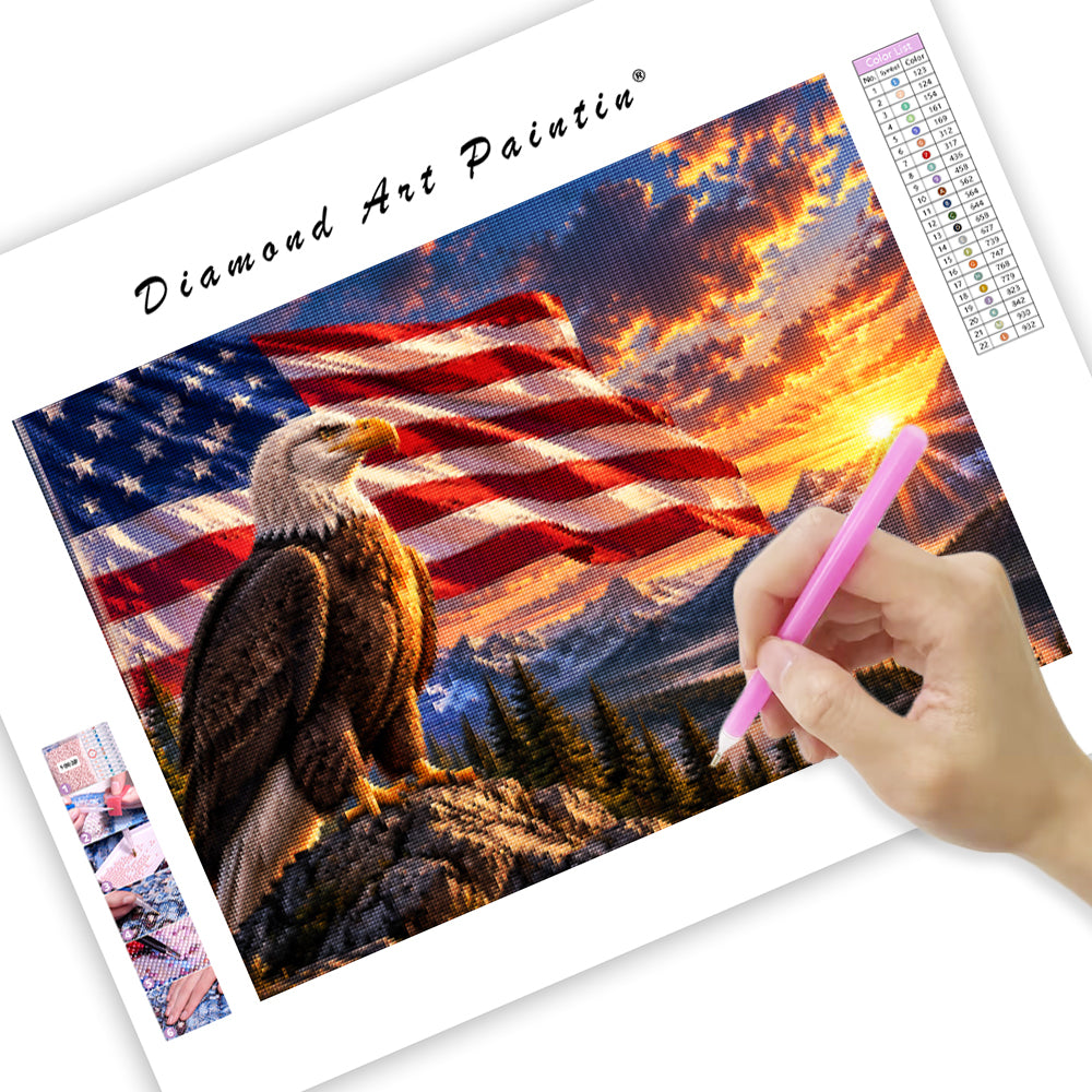 Eagle & National Flag - Diamond Painting
