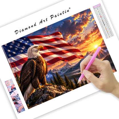 Eagle & National Flag - Diamond Painting