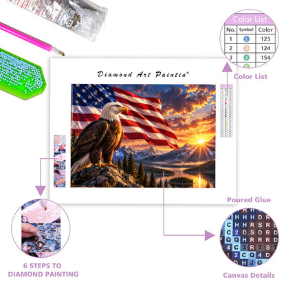 Eagle & National Flag - Diamond Painting