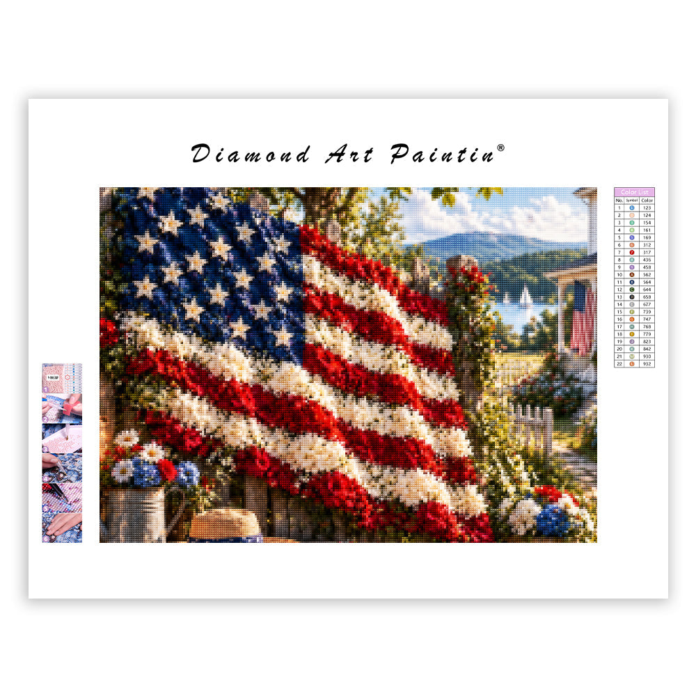 Floral National Flag Garden - Diamond Painting