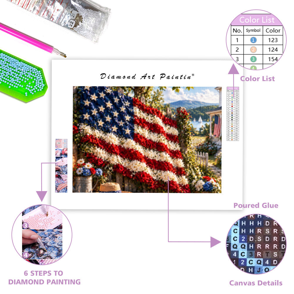 Floral National Flag Garden - Diamond Painting