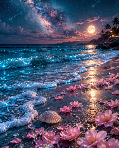 Fluorescent Beach - Diamond Painting