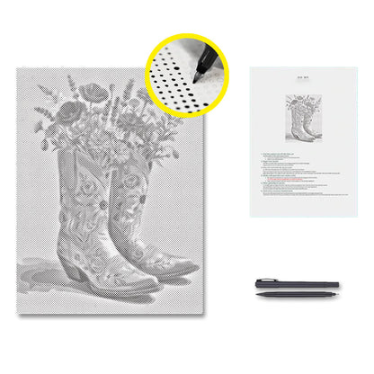 Boots and Blooms - Dot Painting