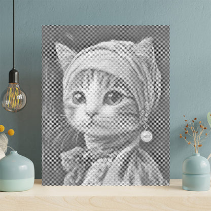 Cat with Pearl Earring - Dot Painting