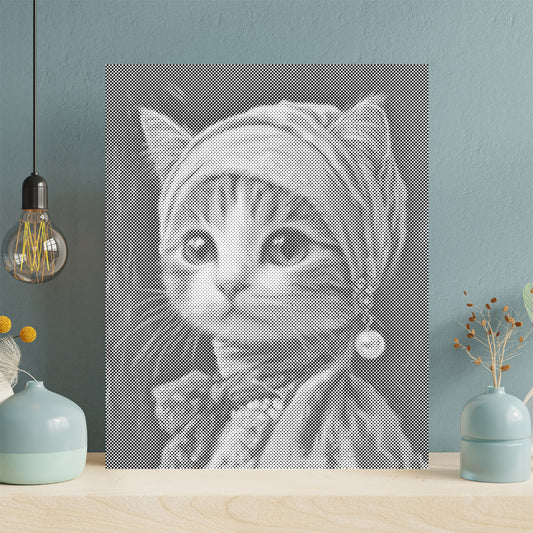Cat with Pearl Earring - Dot Painting