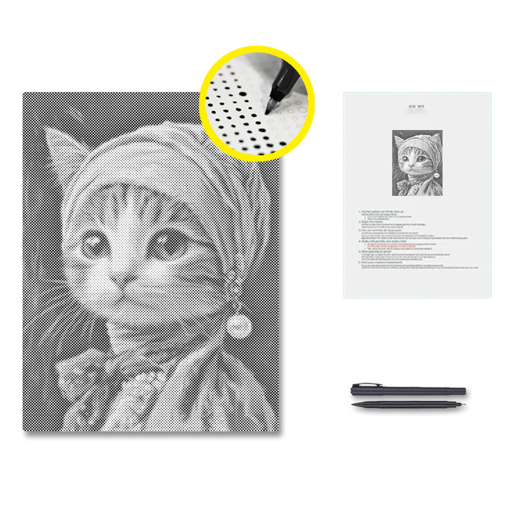 Cat with Pearl Earring - Dot Painting