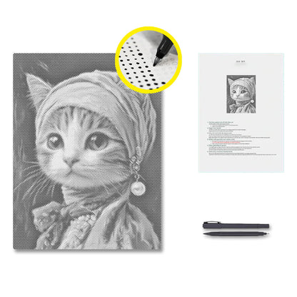 Cat with Pearl Earring - Dot Painting
