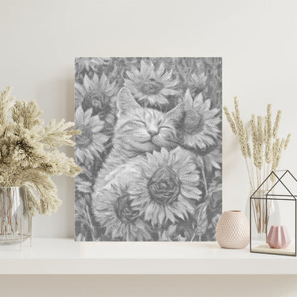 Cat with Sunflowers - Dot Painting
