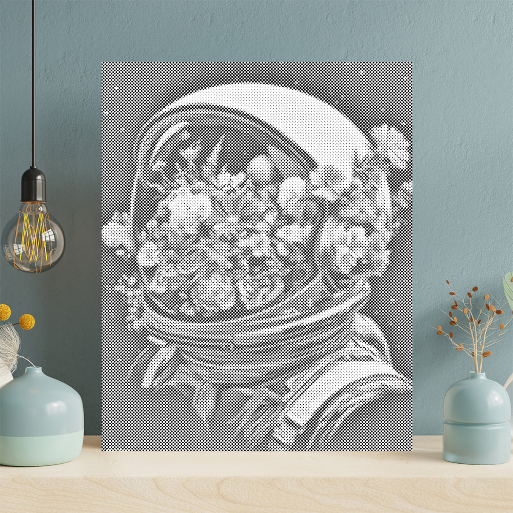 Flower-Filled Space Helmet - Dot Painting