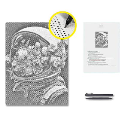 Flower-Filled Space Helmet - Dot Painting
