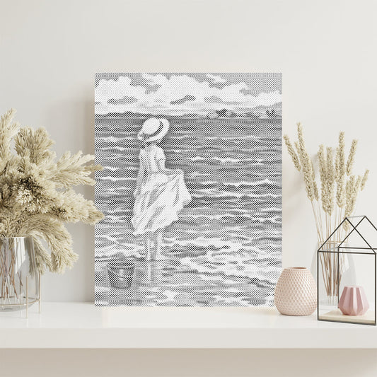 Girl on Beach - Dot Painting