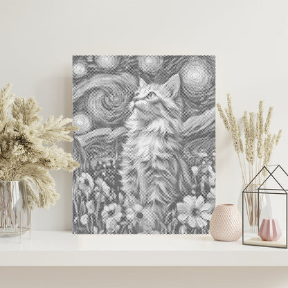 Starry Night Cat - Dot Painting