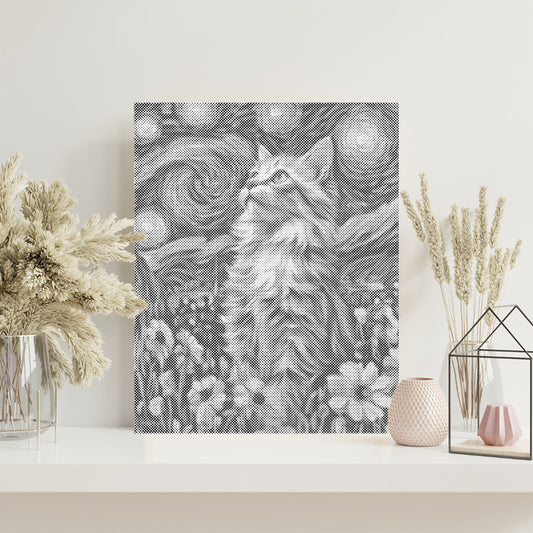Starry Night Cat - Dot Painting