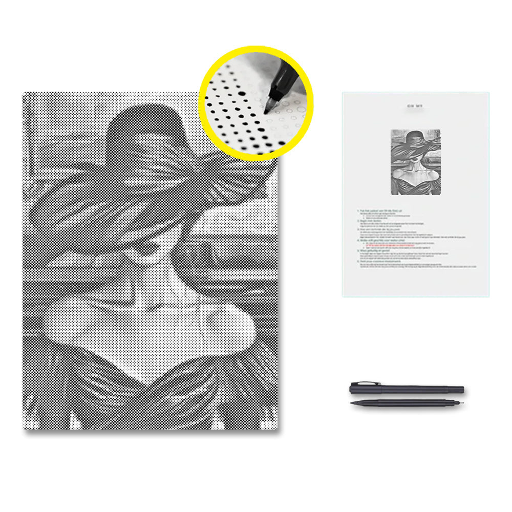 Woman by Grand Piano - Dot Painting