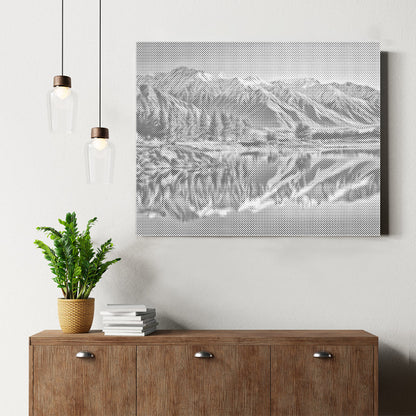 New Zealand Lake with Snowy Peaks - Dot Painting