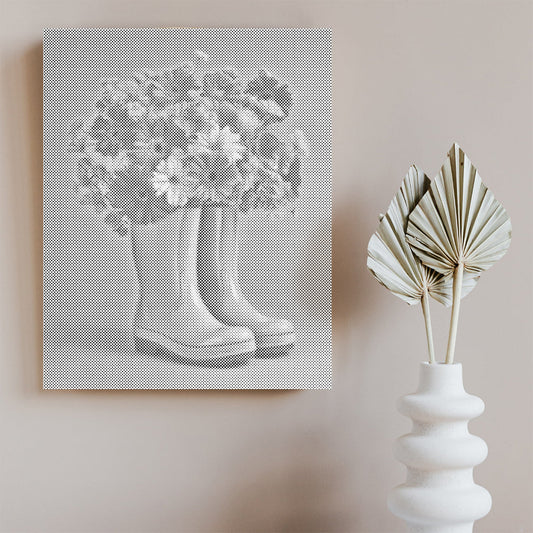 Rain Boots Flowers - Dot Painting