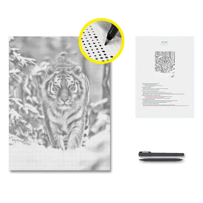 Siberian Tiger in Snow - Dot Painting