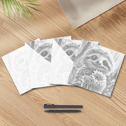 Happy Sloth with Flowers - Dot Painting