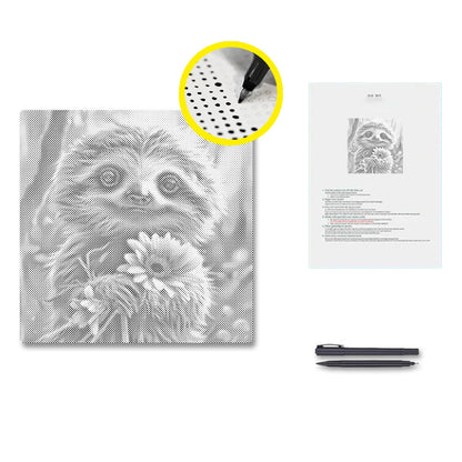 Happy Sloth with Flowers - Dot Painting