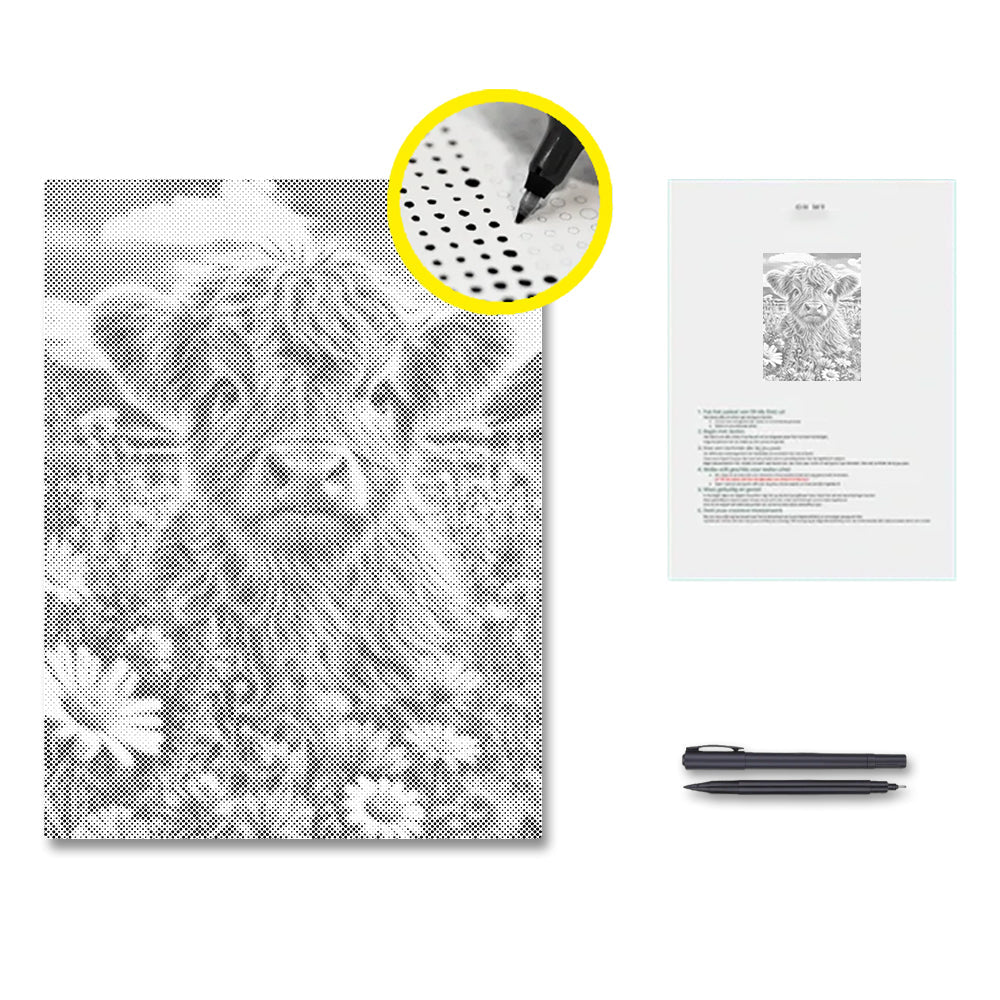 Meadow Highland Calf - Dot Painting