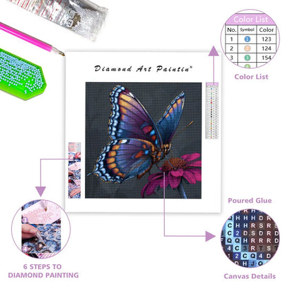Colorful Butterfly and Flower - Diamond Painting