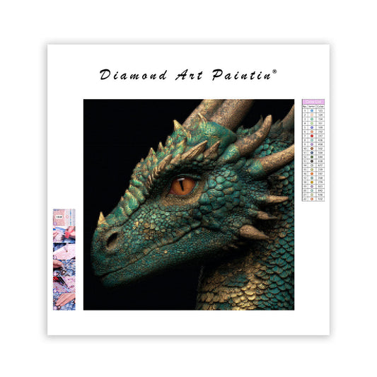 Emerald Dragon Head - Diamond Painting