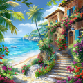 Tropical Beach Villa - Diamond Painting