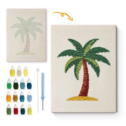 Vibrant Palm Tree - Punch Needle