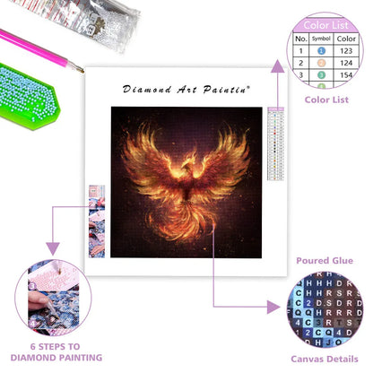 Phoenix Reborn from Fire - Diamond Painting