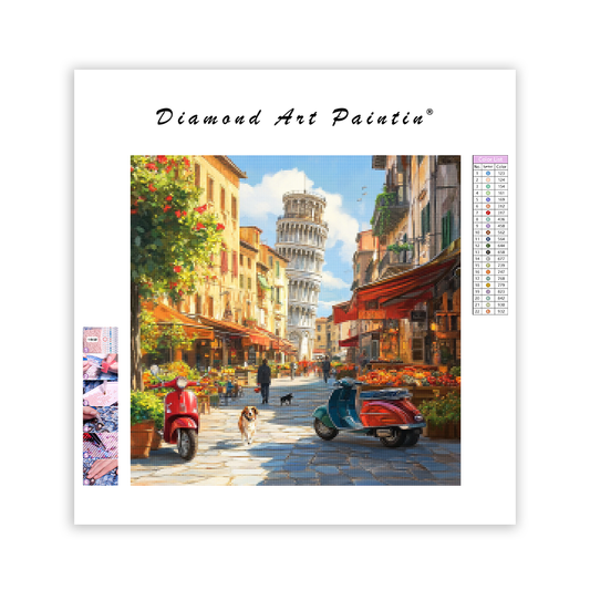 Picturesque Italian Street Scene - Diamond Painting