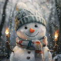 Cute Snowman in Forest - Diamond Painting