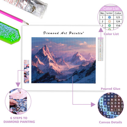 Mountain Peaks at Dawn - Diamond Painting