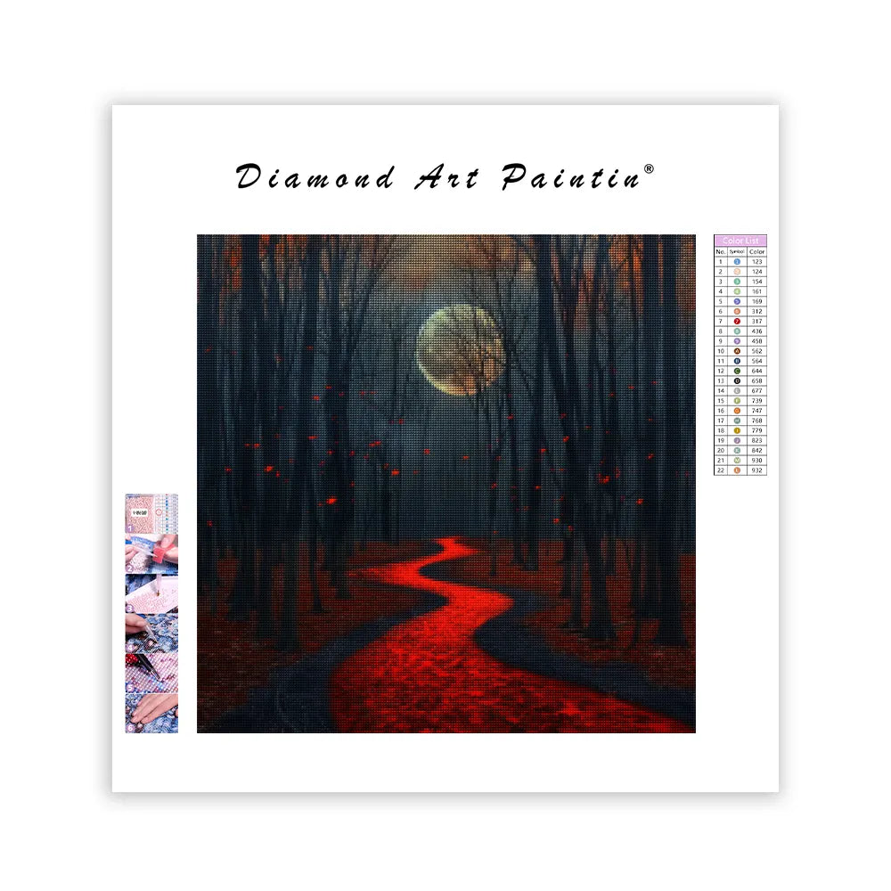 Autumn Moon Path - Diamond Painting