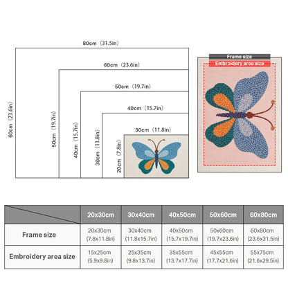 Blue & Orange Butterfly - Punch Needle