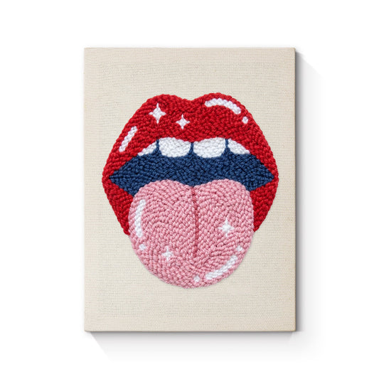 Playful Lips and Tongue - Punch Needle
