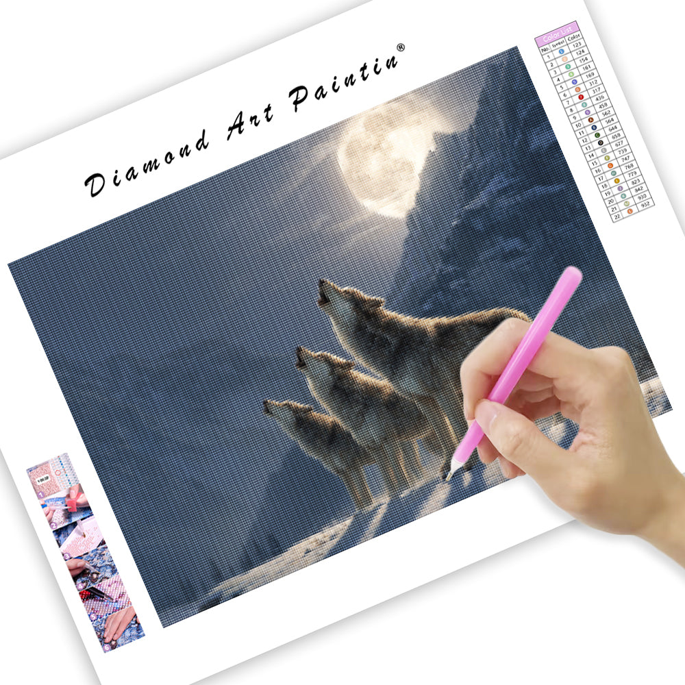 Wolves in the Moonlight - Diamond Painting