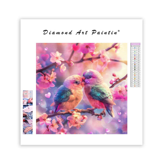 Lovebirds in Spring - Diamond Painting
