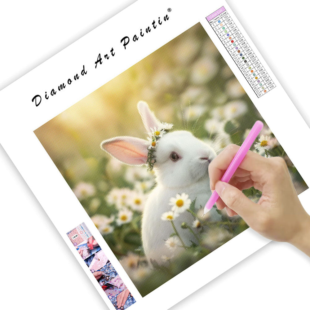 Daisy White Rabbit - Diamond Painting