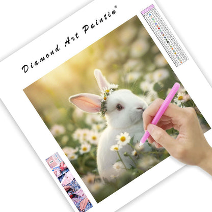 Daisy White Rabbit - Diamond Painting