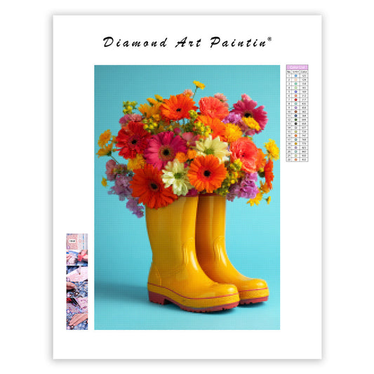 Rain Boots Flowers - Diamond Painting
