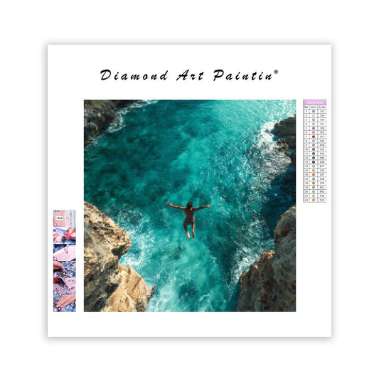 Cliff Diver in Mid-Air - Diamond Painting