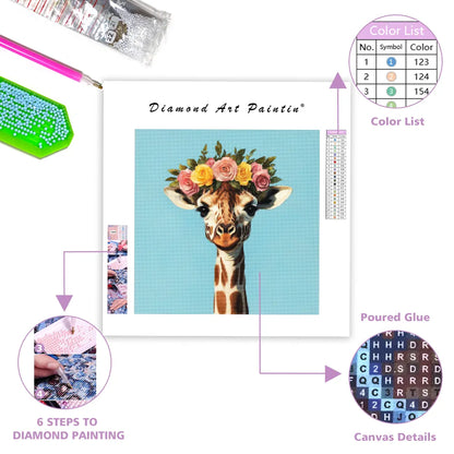 Floral Giraffe - Diamond Painting