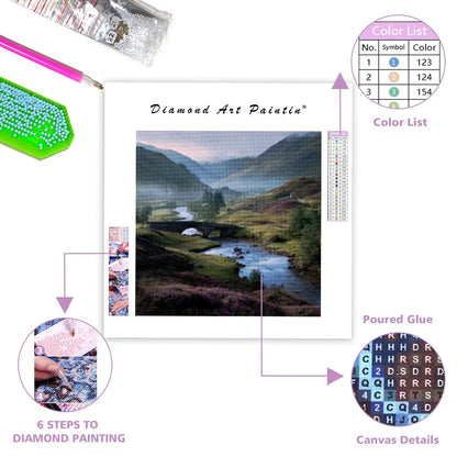 Misty Scottish Highland Valley - Diamond Painting
