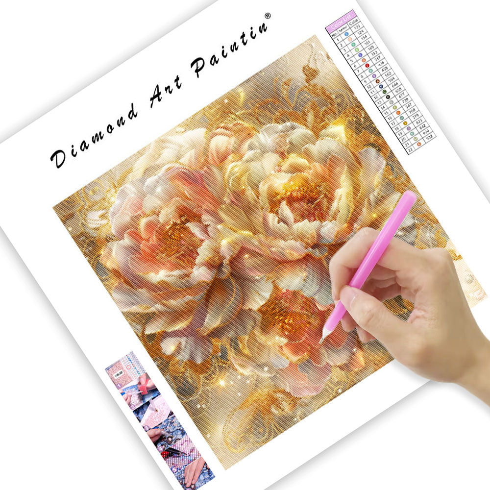 Golden Peony Palace - Diamond Painting