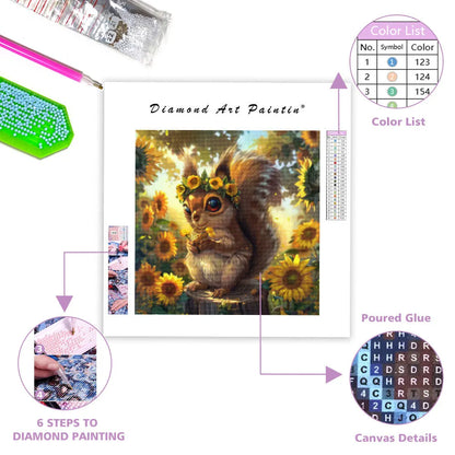 Sunflower Squirrel - Diamond Painting