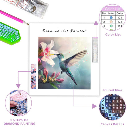 Blue Hummingbird Grace - Diamond Painting