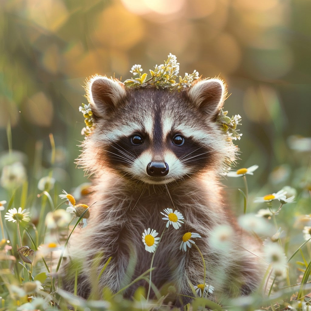 Flower Raccoon - Diamond Painting