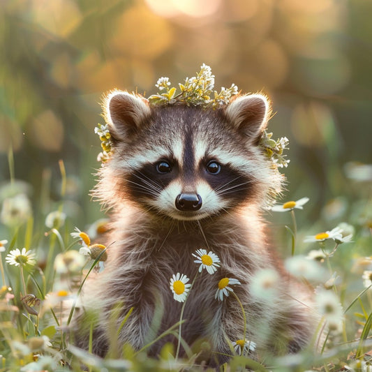 Flower Raccoon - Diamond Painting